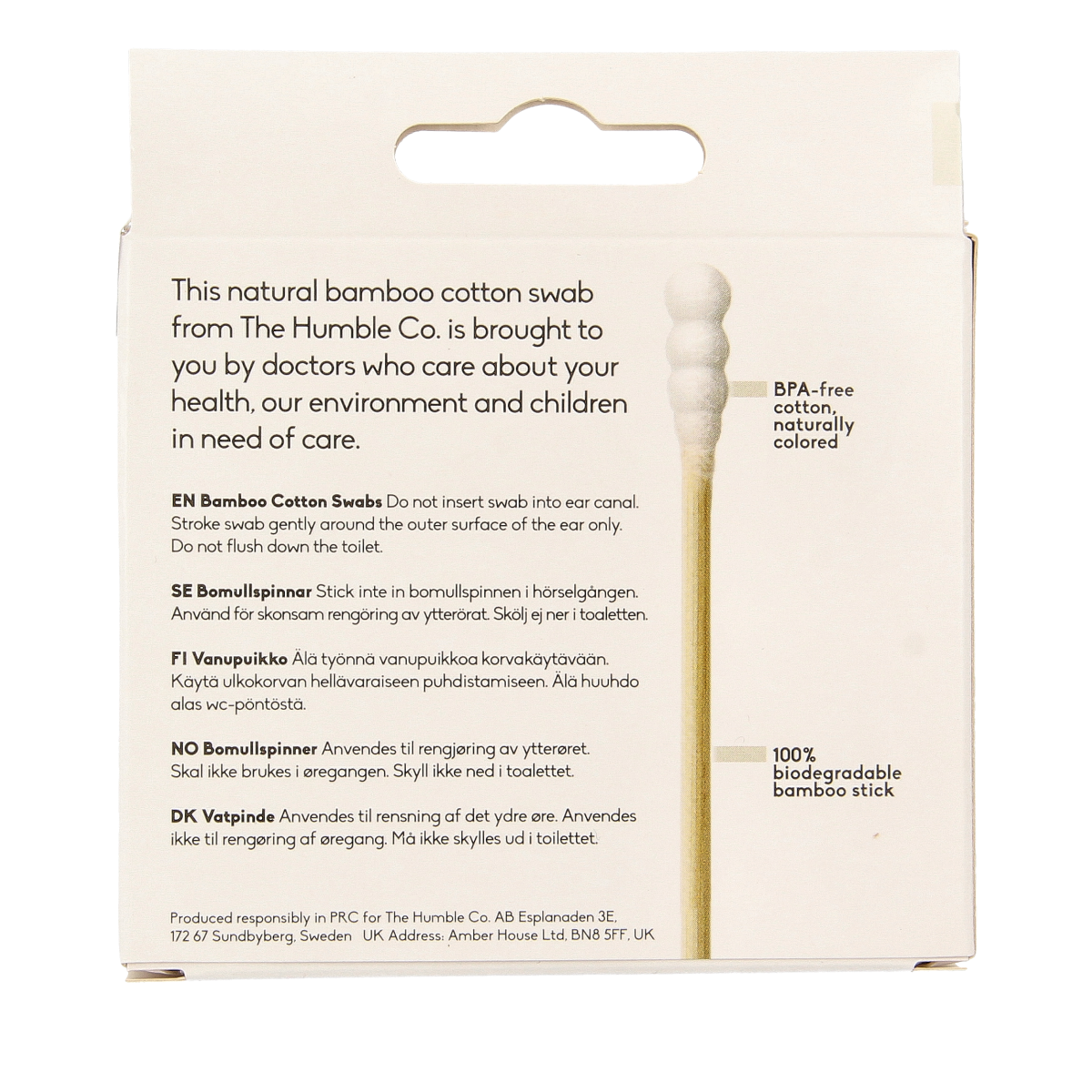 The Humble Co Wattenstaafjes spiraal in wit, a pack of 100 baby and toddler care cotton swabs with spiral tips.