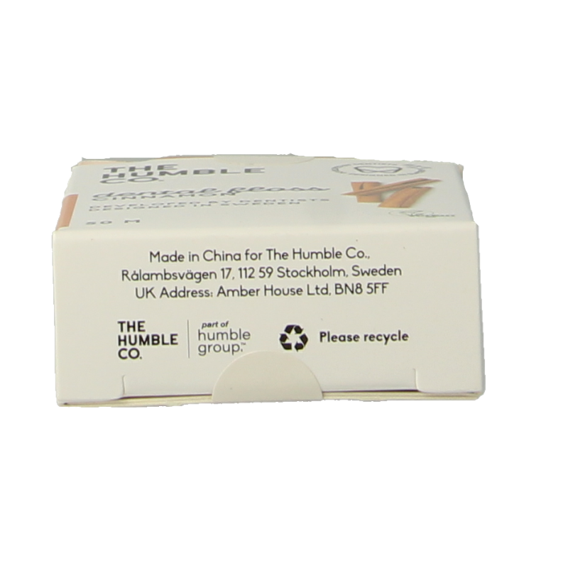 The Humble Co cinnamon dental floss 50 meters, natural eco-friendly oral hygiene product for effective teeth cleaning.