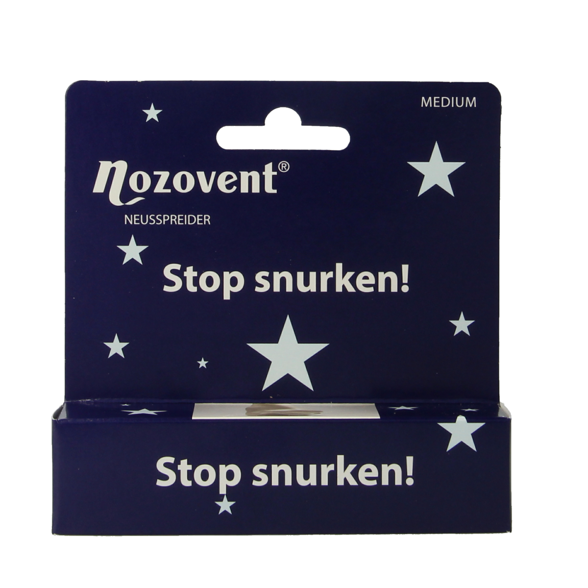 Nozovent Neusspreider maat M for nasal care and inhalation, shown in the image with a clear view of the device.