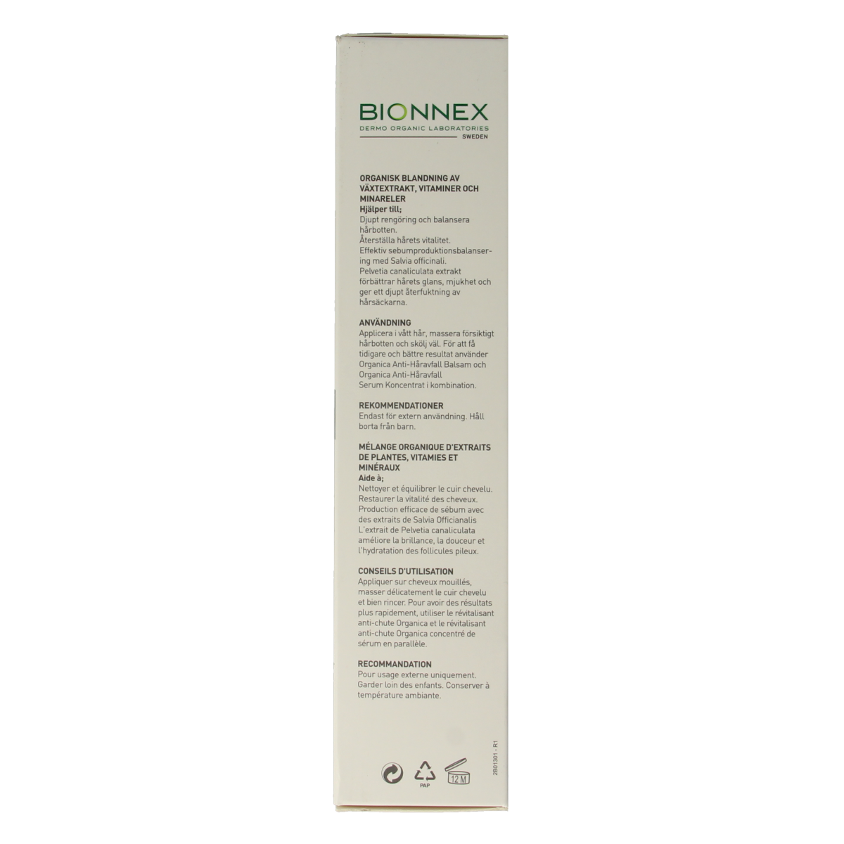 Bionnex anti-hair loss shampoo for oily hair in a 300ml bottle, natural hair care product with cleansing formula.