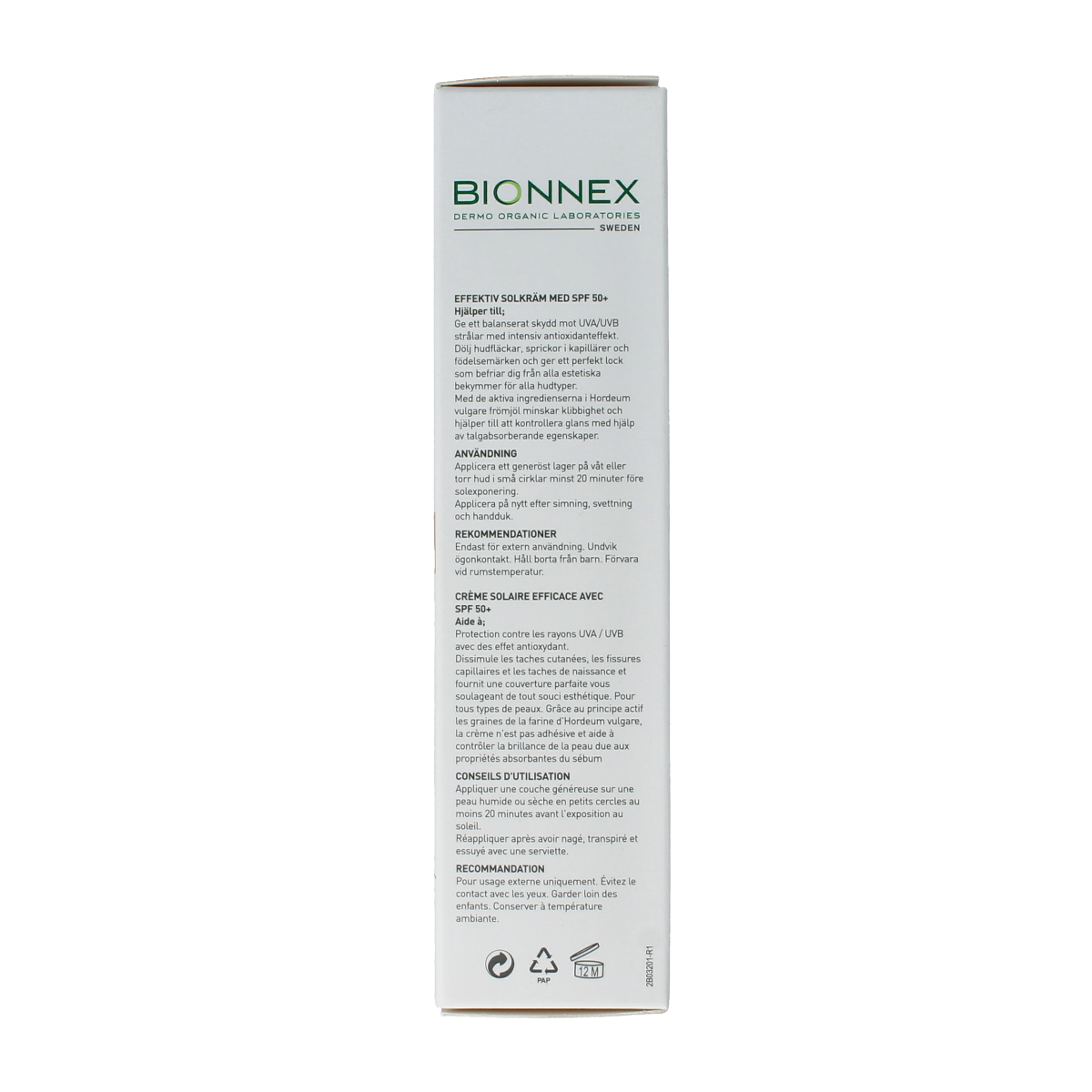 Bionnex Preventiva sun tinted SPF50 Zonnen lotion in 50ml bottle with tinted formula and sun protection features.