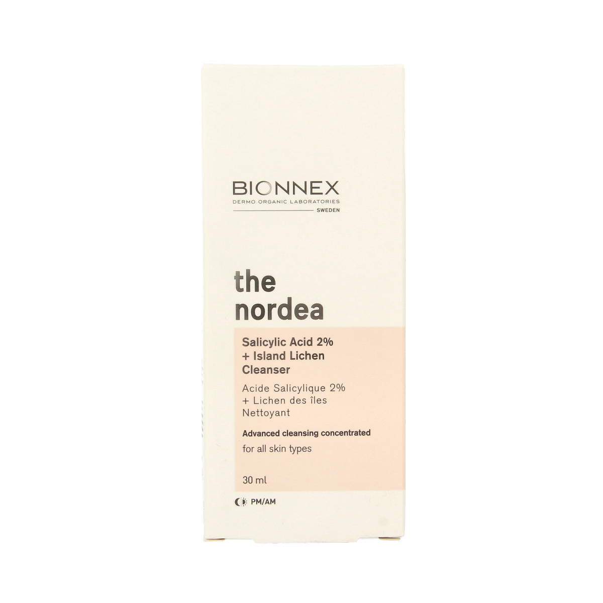 Bionnex Nordea salicylic acid facial serum in 30ml bottle, skincare product for clear, healthy skin.