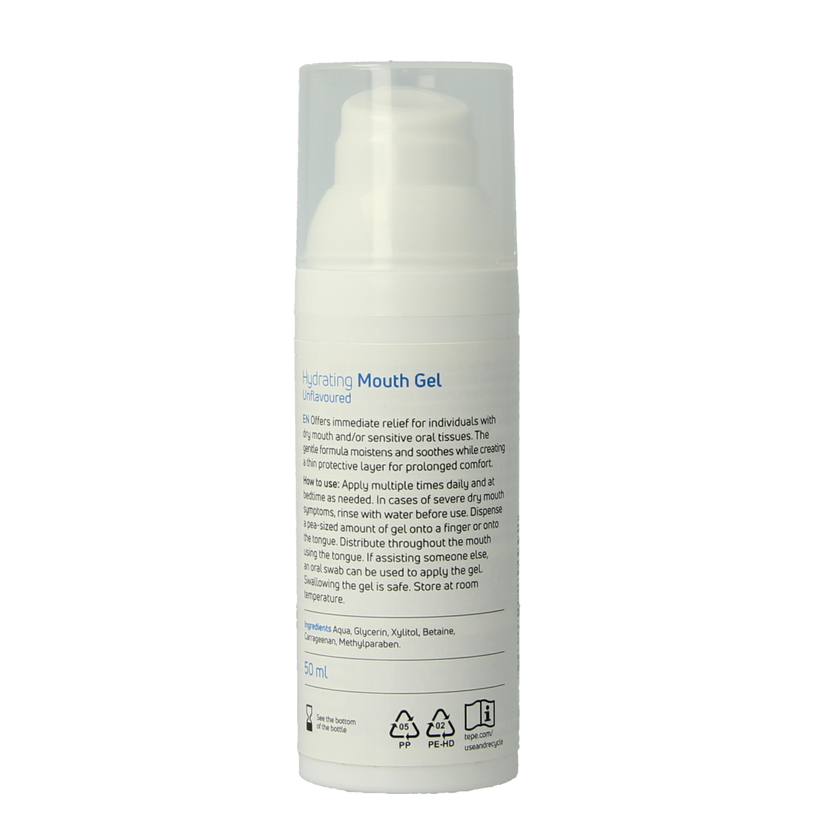 TePe hydraterende mondgel voor droge mond, ongeparfureerd, in een verpakking van 1 stuk, voor mondhygiëne en poetscontrole.