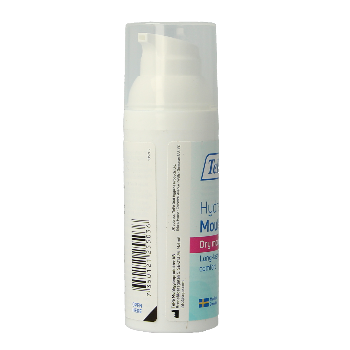 TePe Hydraterende mondgel voor droge mond met pepermunt, verzacht en hydrateert de mond, ideaal voor mondhygiëne en poetscontrole.