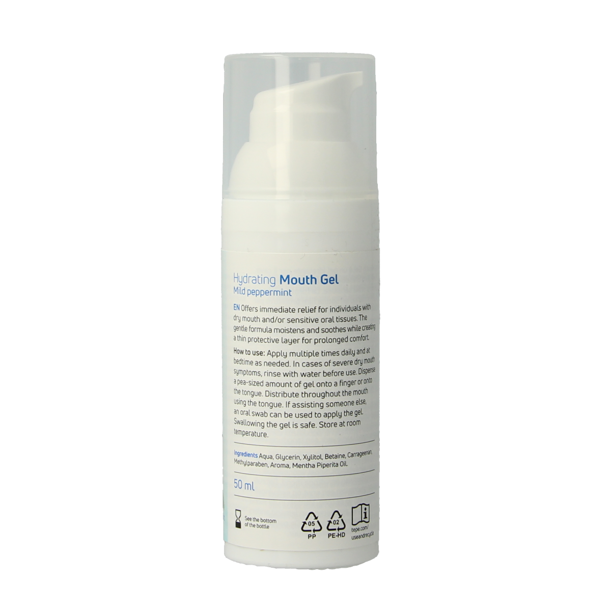 TePe Hydraterende pepermunt mondgel voor droge mond, mondhygiëne en poetscontrole, in een 1 stuk verpakking.