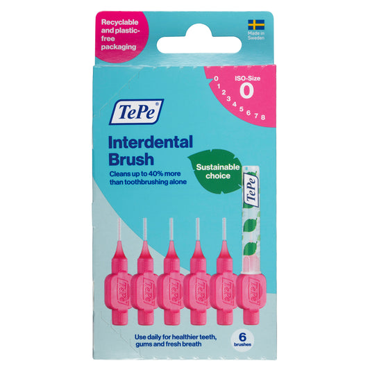 TePe Interdental Ragers Original in pink, 0.4mm, for effective interdental cleaning, 6-pack of teeth cleaning sticks.
