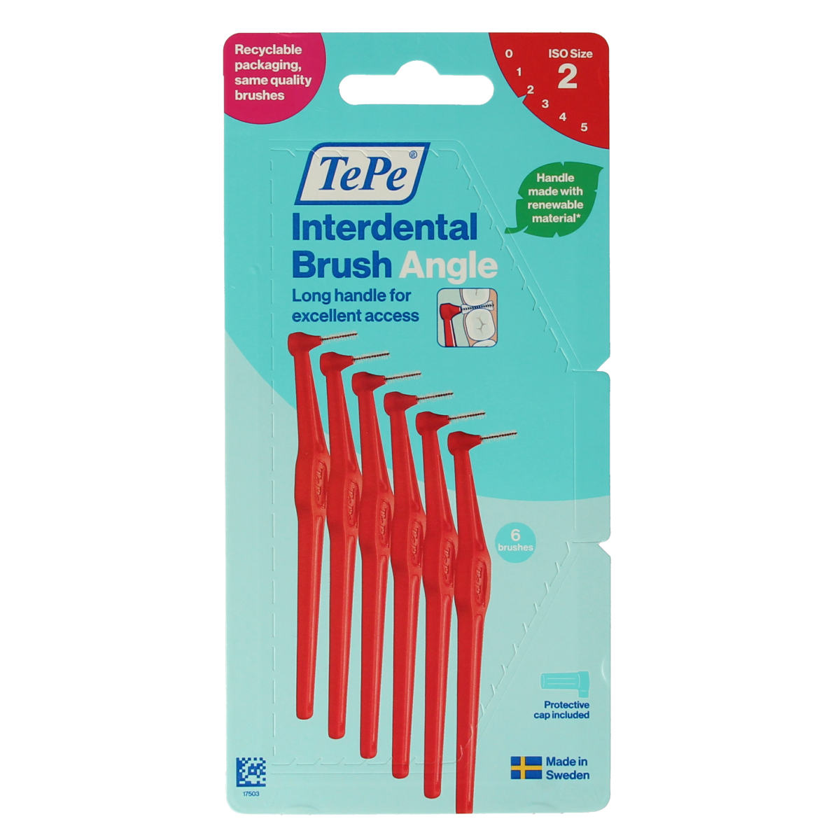 TePe Interdental Ragers Original Red, 0.5mm, size 2, for interdental cleaning, shown in the image.