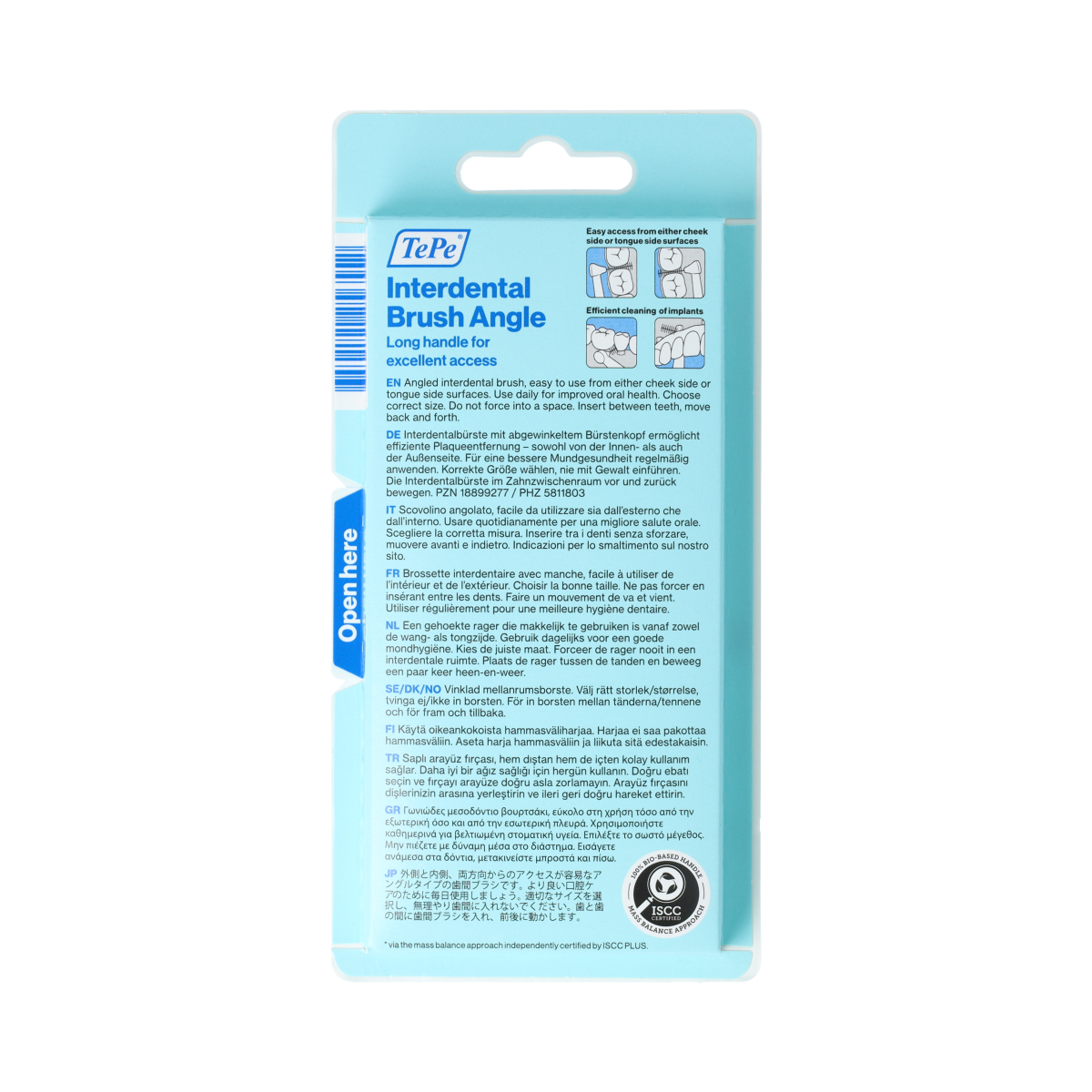 TePe Angle groen dental interdental brushes with 0.8mm tip, size 5, for effective oral hygiene and plaque removal.