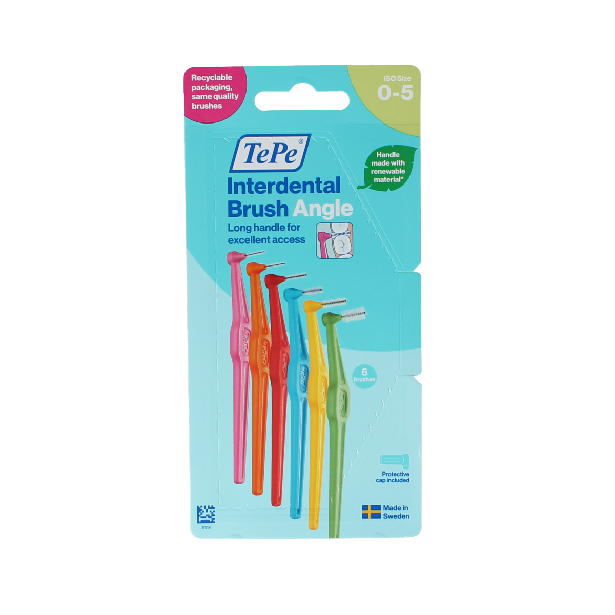 TePe Interdental Ragers maat 0-5 voor mondhygiëne en poetscontrole, 6 stuks, geschikt voor het reinigen tussen tanden.