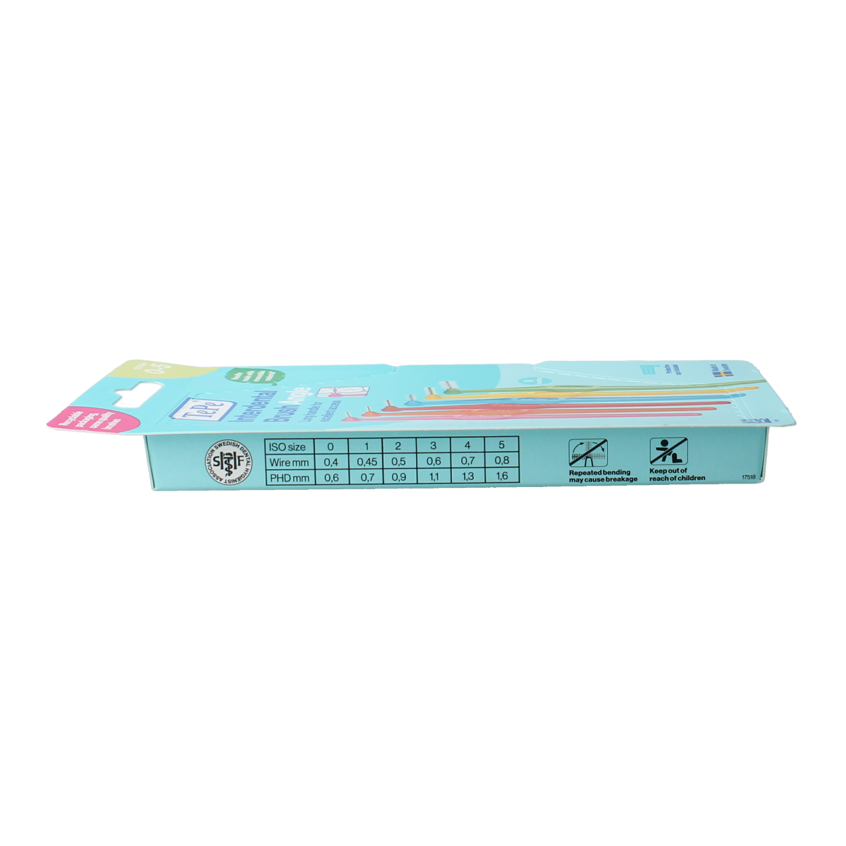 TePe Interdental Ragers gehoekt maat 0-5, 6-pack for oral hygiene and flossing, designed for effective interdental cleaning.