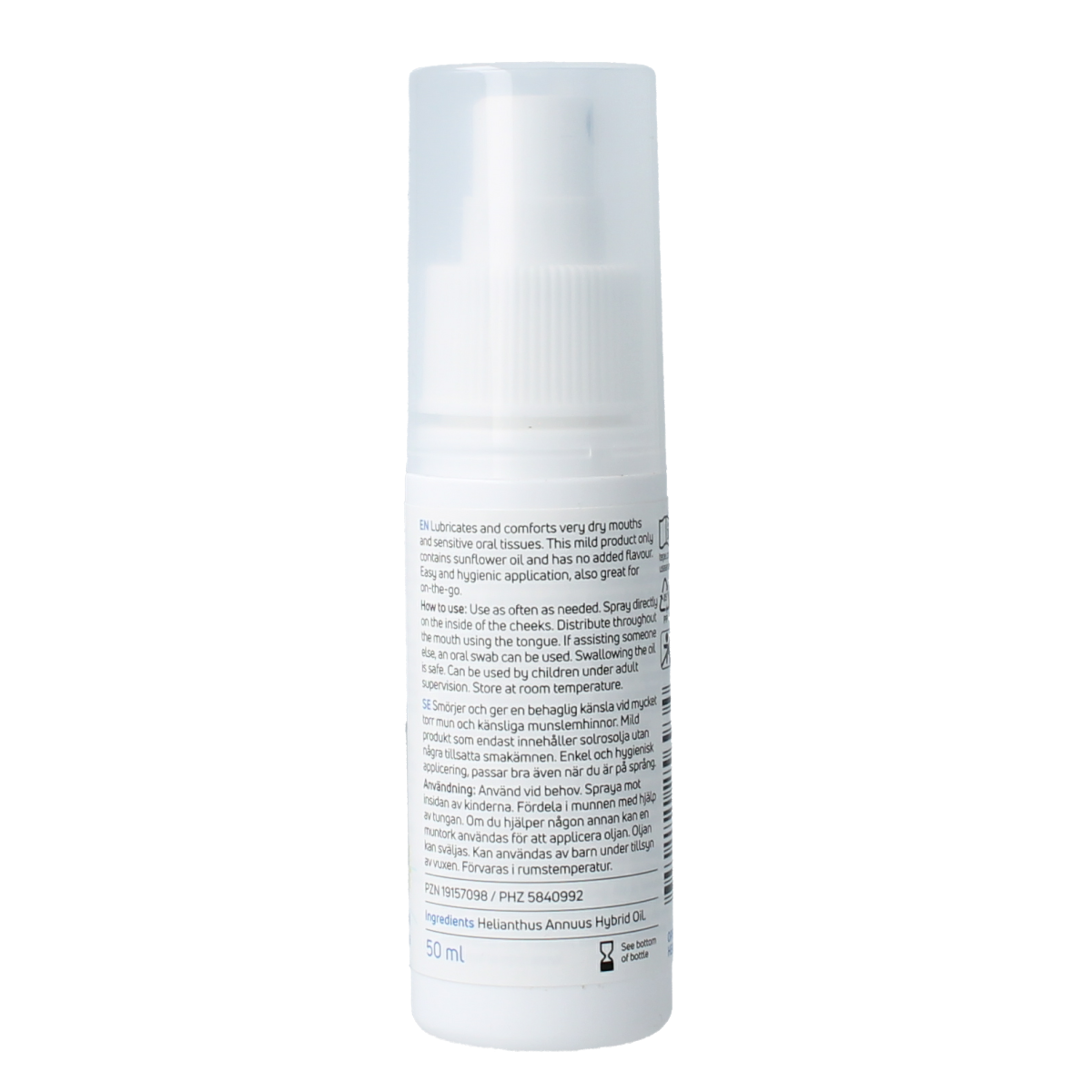 TePe lubricating mouth spray in 50ml bottle, soothing oral care product for mouth moisturizing and freshness.