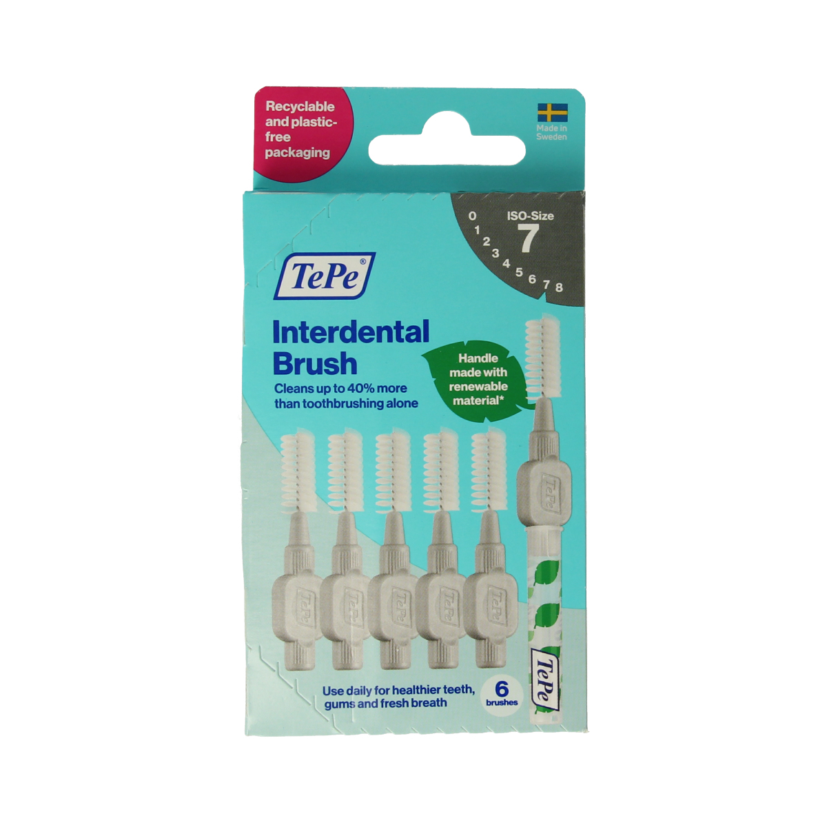 TePe Interdental brushes original grey 1.3mm, size 7, for effective interdental cleaning, shown in image.