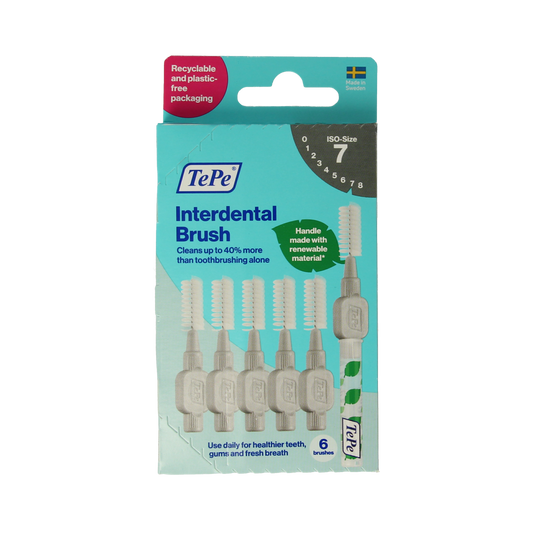 TePe Interdental brushes original grey 1.3mm, size 7, for effective interdental cleaning, shown in image.