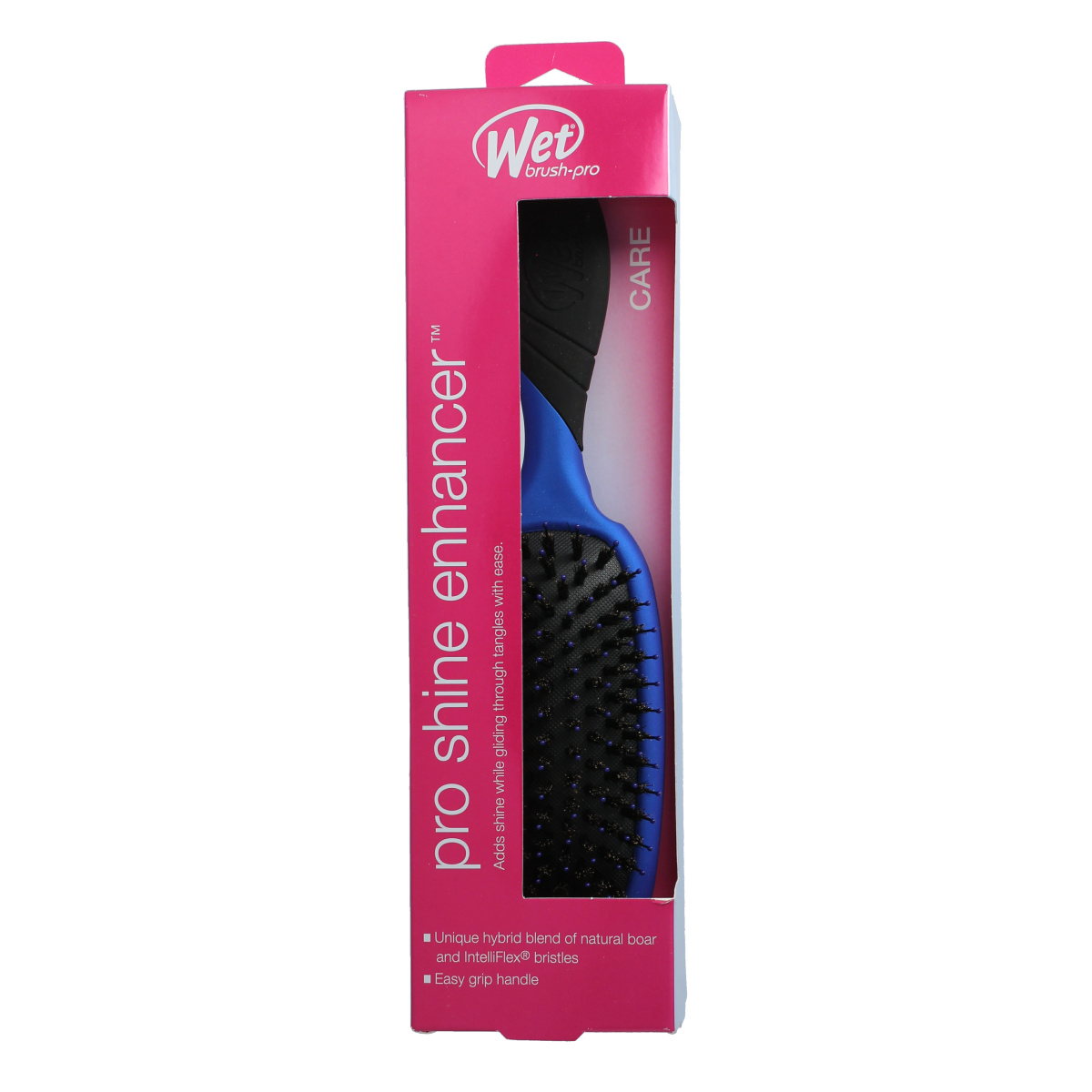 Wet Brush Pro Shine Enhancer sponge in royal blue, designed for hair detangling and shine boosting, shown in the image.