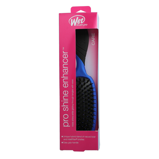 Wet Brush Pro Shine Enhancer sponge in royal blue, designed for hair detangling and shine boosting, shown in the image.