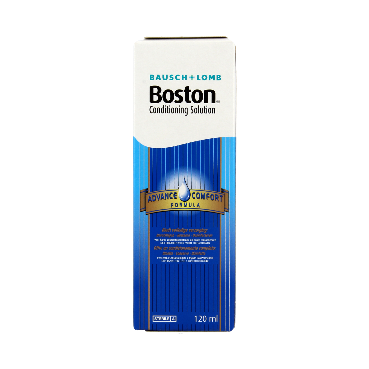 Bausch & Lomb Boston solutions hard contact lens cleaning and disinfecting solution, 120ml bottle, optiek product