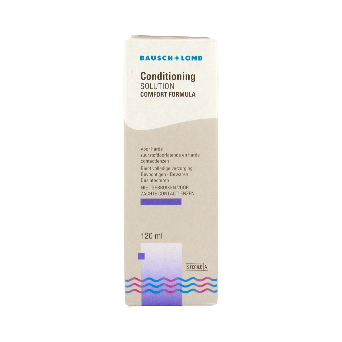 Bausch & Lomb hard contact lens conditioner in a 120ml bottle, suitable for cleaning and conditioning hard contact lenses.