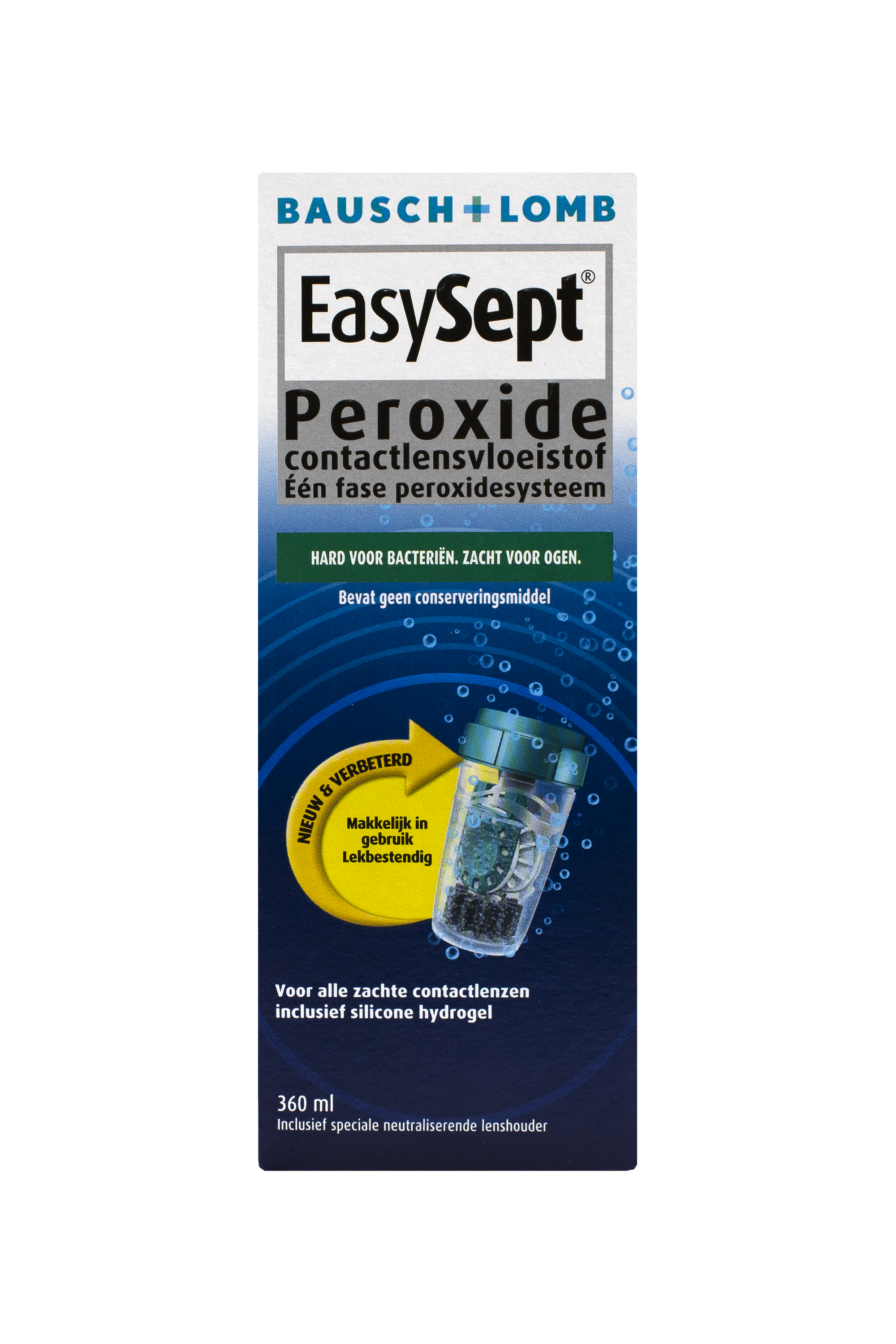 Bausch & Lomb Easy Sept 360ml contact lens cleaning solution bottle, optiek product for lens hygiene and care