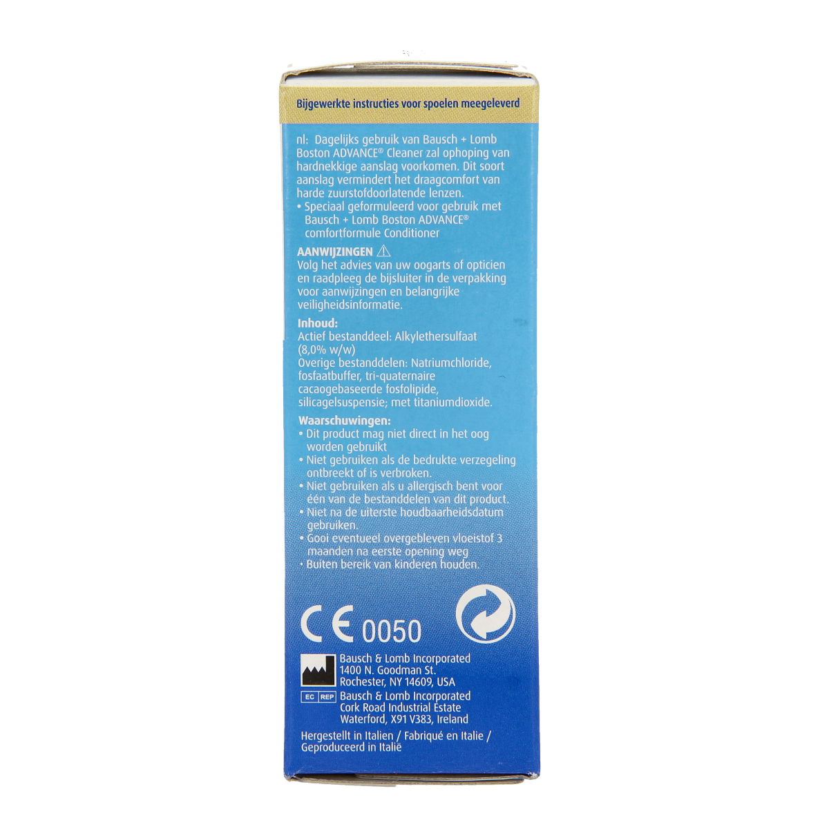 Bausch & Lomb Boston contact lens cleaner solution in a 30ml bottle, used for cleaning and disinfecting soft contact lenses.