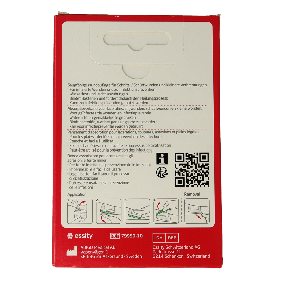 Leukomed Sorbact infection control dressings, 5x7.2cm, pack of 3, sterile wound dressings in white with adhesive edges