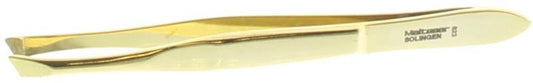 Malteser Pincet 8cm verguld with angled tip, stainless steel tweezers for precise handling, 1 piece.