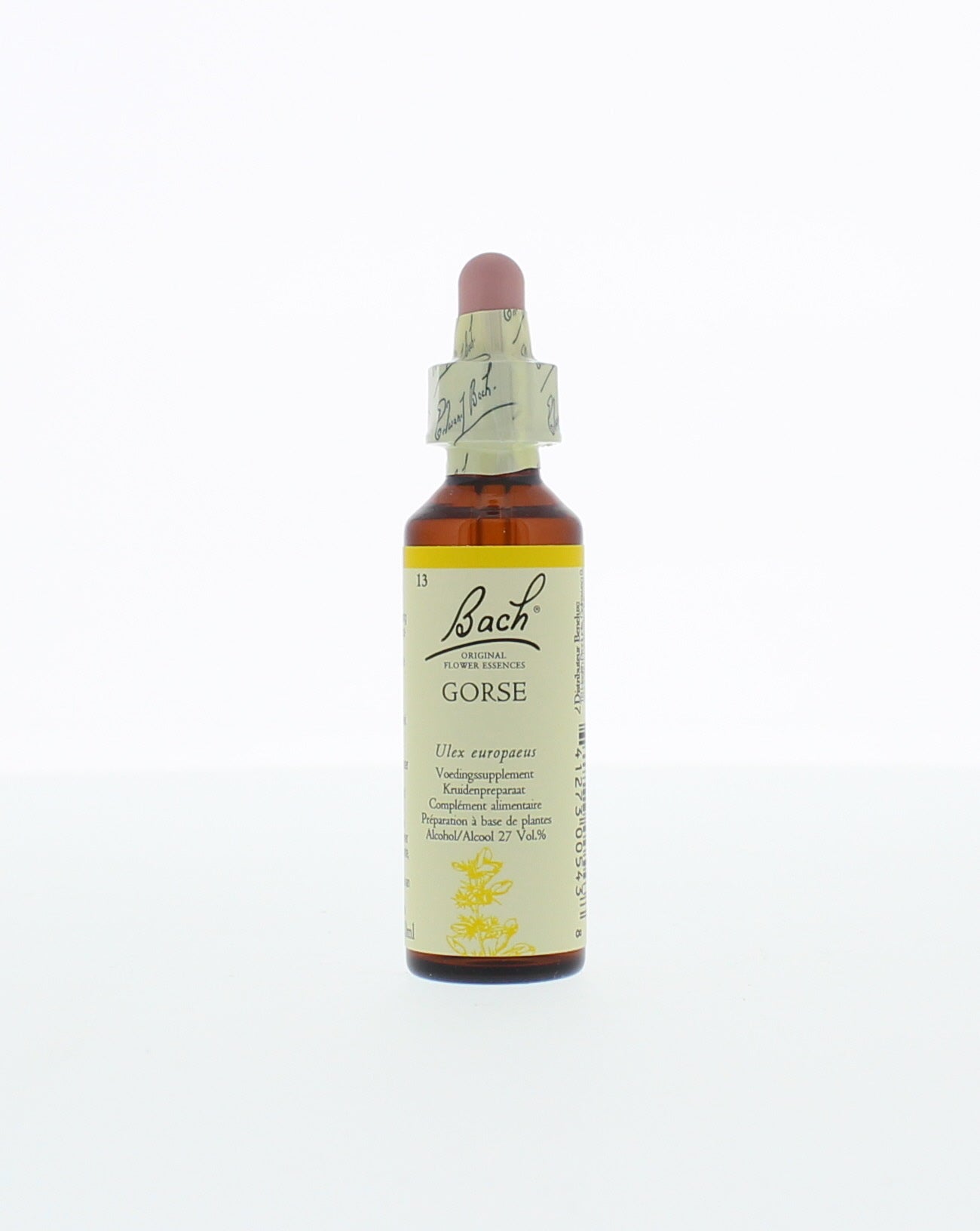 Bach Gorse herbal remedy bottle with label, 20ml, used for herbal preparations and natural remedies.