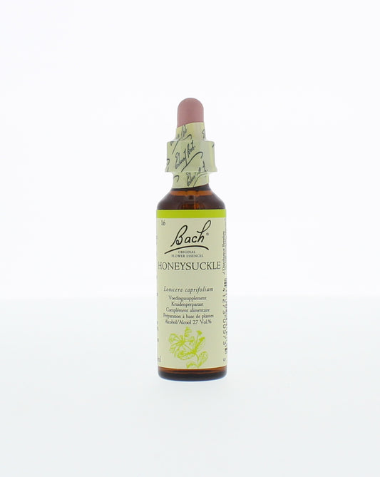 Bach Honeysuckle herbal remedy in 20ml bottle, part of Bach Kruidenpreparaten line, with herbal ingredients and label visible.