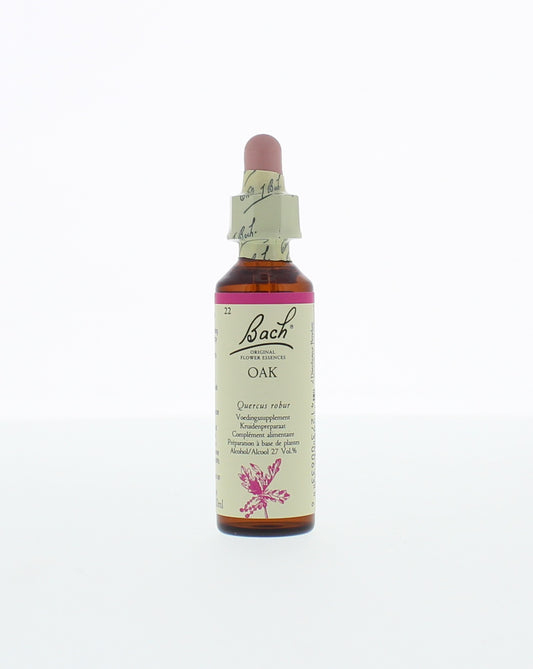 Bach Oak herbal preparation in 20ml bottle, part of Bach's herbal remedies collection, with a focus on herbal medicine.