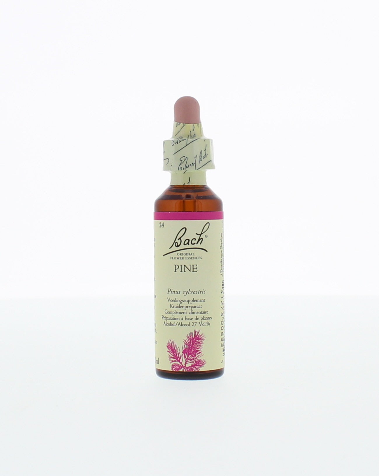 Bach Pine herbal remedy bottle, 20ml, with label showing herbal preparation from the Bach Kruidenpreparaten line.