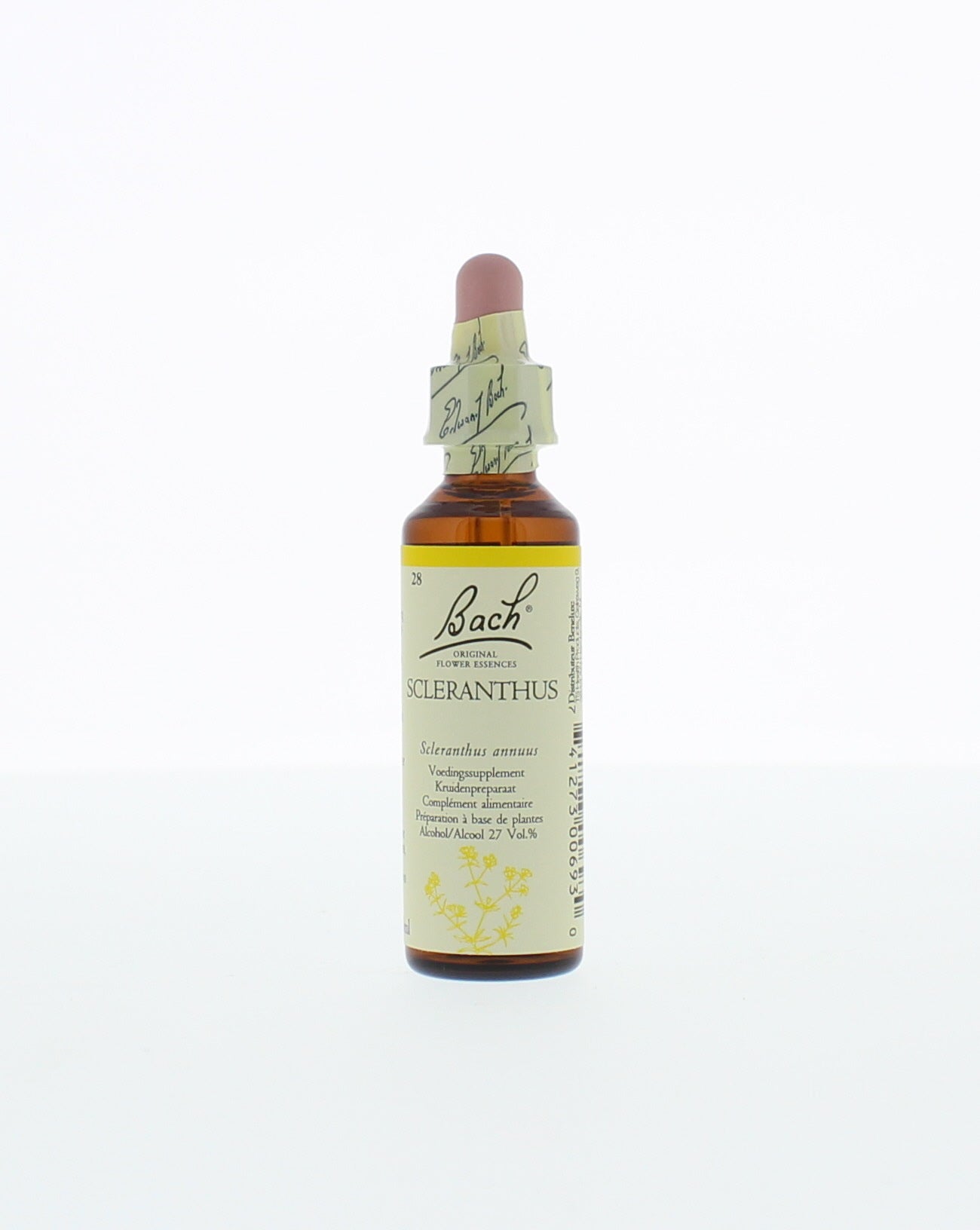 Bach Scleranthus herbal preparation in a 20ml bottle, part of Bach's herbal remedies collection, with a clear label and dropper cap.