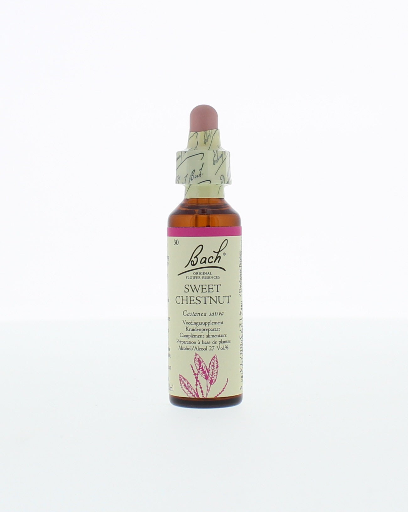 Bach Sweet Chestnut herbal remedy in 20ml bottle, part of Bach herbal preparations, with a label showing the product details.