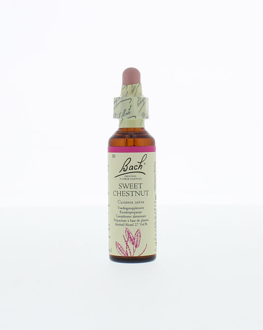 Bach Sweet Chestnut herbal remedy in 20ml bottle, part of Bach herbal preparations, with a label showing the product details.