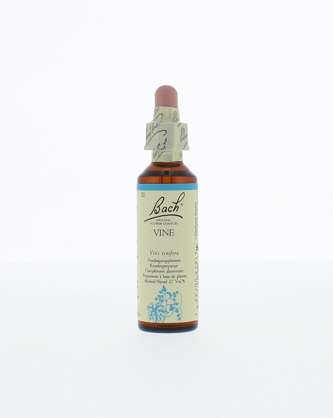 Bach Vine herbal remedy bottle, 20ml, from Bach Kruidenpreparaten line, with label and dropper cap visible.
