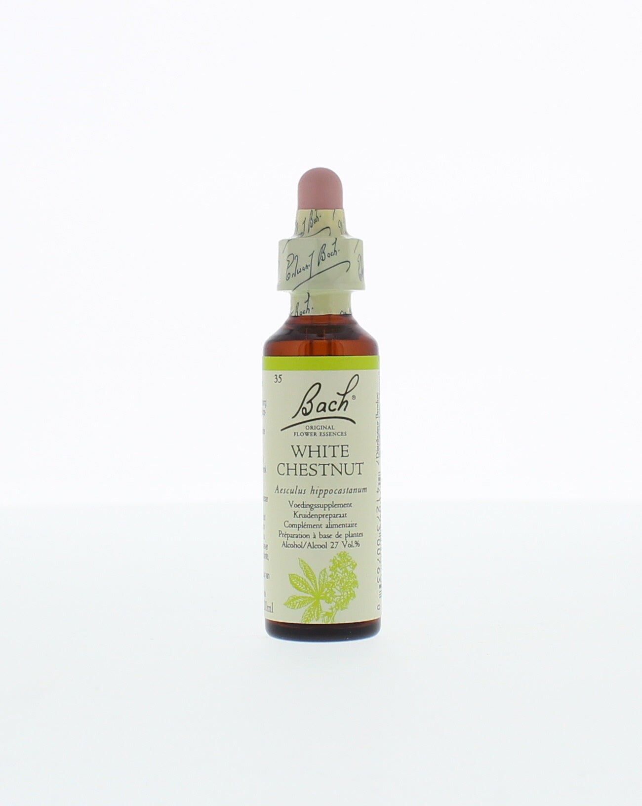 Bach White Chestnut herbal remedy in 20ml bottle, with the product label and dropper cap visible.