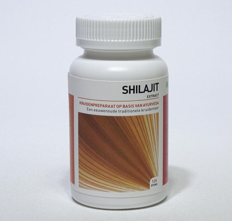 Ayurveda Health Shilajit supplements in 120 tablets, traditional herbal preparation for wellness and vitality.