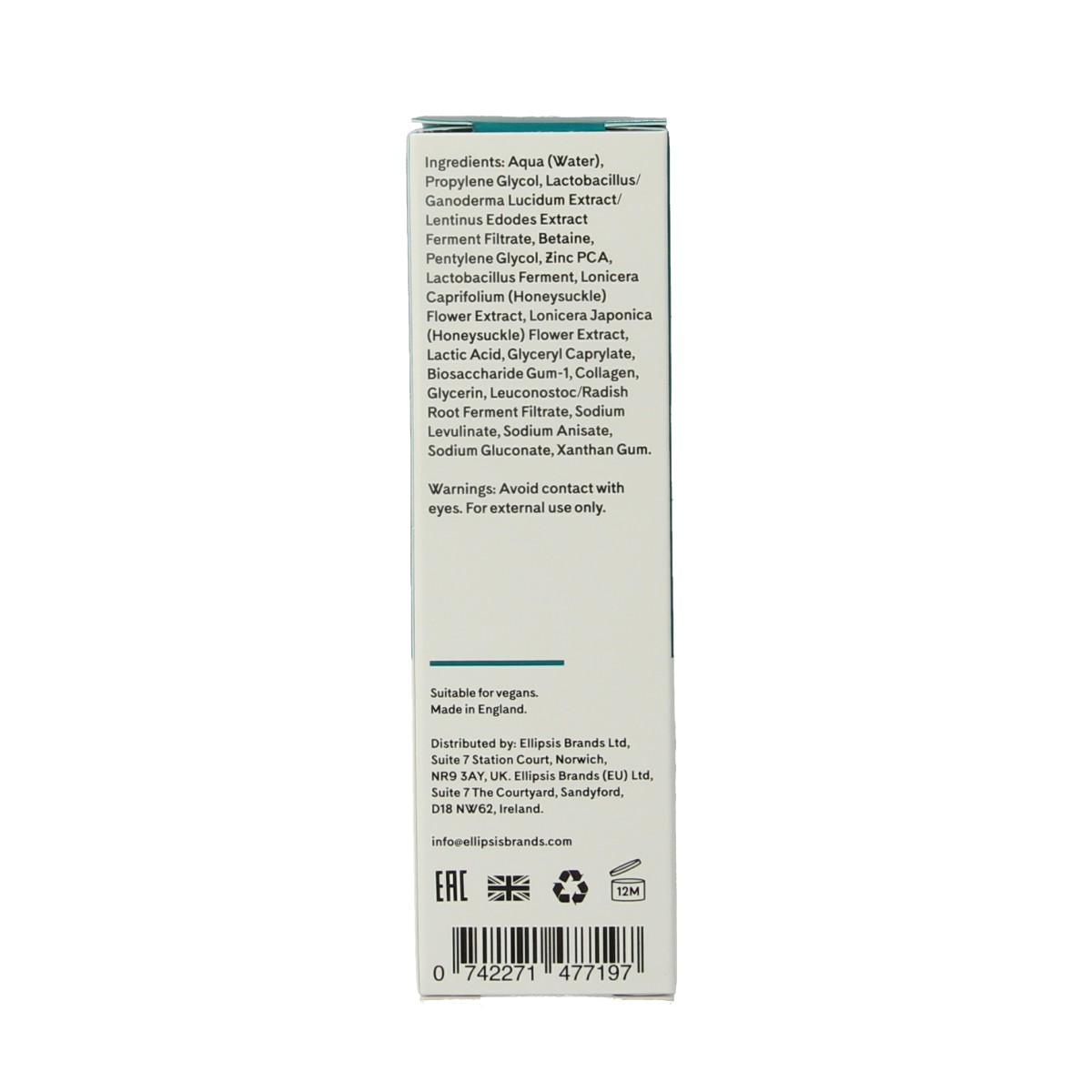 Q+A Zinc PCA facial serum in a 30ml bottle, designed for skincare and facial care, with a clear pump dispenser and label.