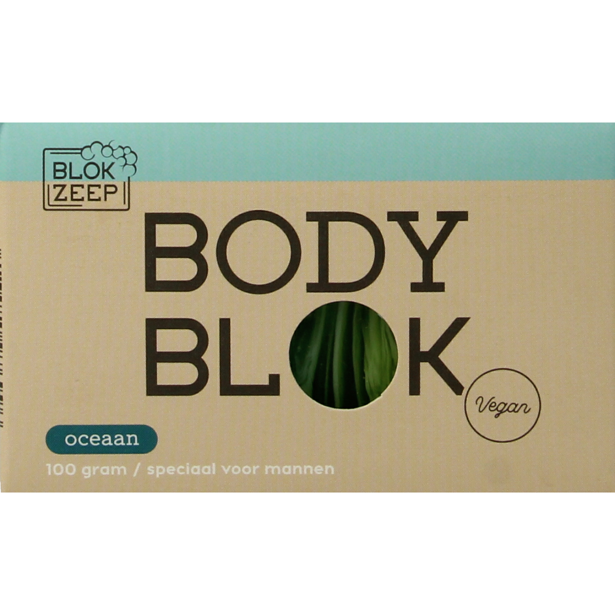 Blokzeep Ocean Body Bar for bath and shower, 100g, with a natural ocean-inspired design and packaging.