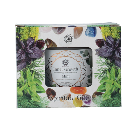 Green Tree gemstone candle in mint green with inner growth design, weighing 256 grams, made of wax for decorative use.