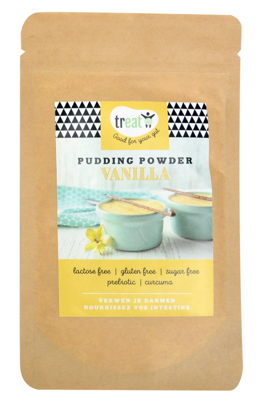 Vanille pudding powder by Treat, gluten-free dessert mix in 30g packet, creamy vanilla flavor, ideal for making delicious desserts.