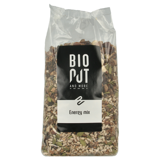 Bionut Energy Mix Bio, 1kg, raw superfood blend with seeds, nuts, and dried fruits in a resealable package.