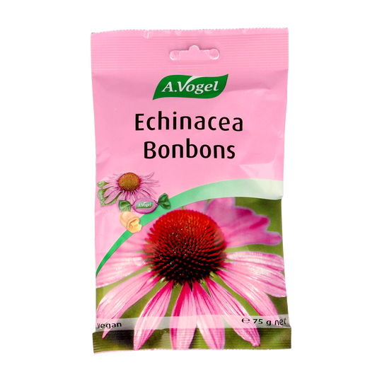 A Vogel Echina C kruidenbonbons in 75g package, herbal remedies with Echinacea and Vitamin C, displayed on a white background.