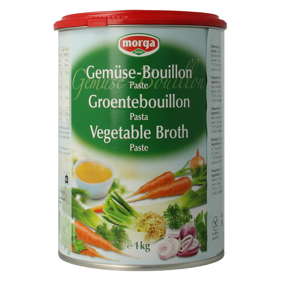 Morga Groentebouillon pasta 1kg, a herbal and seasoning mix for flavorful vegetable broth and cooking recipes.