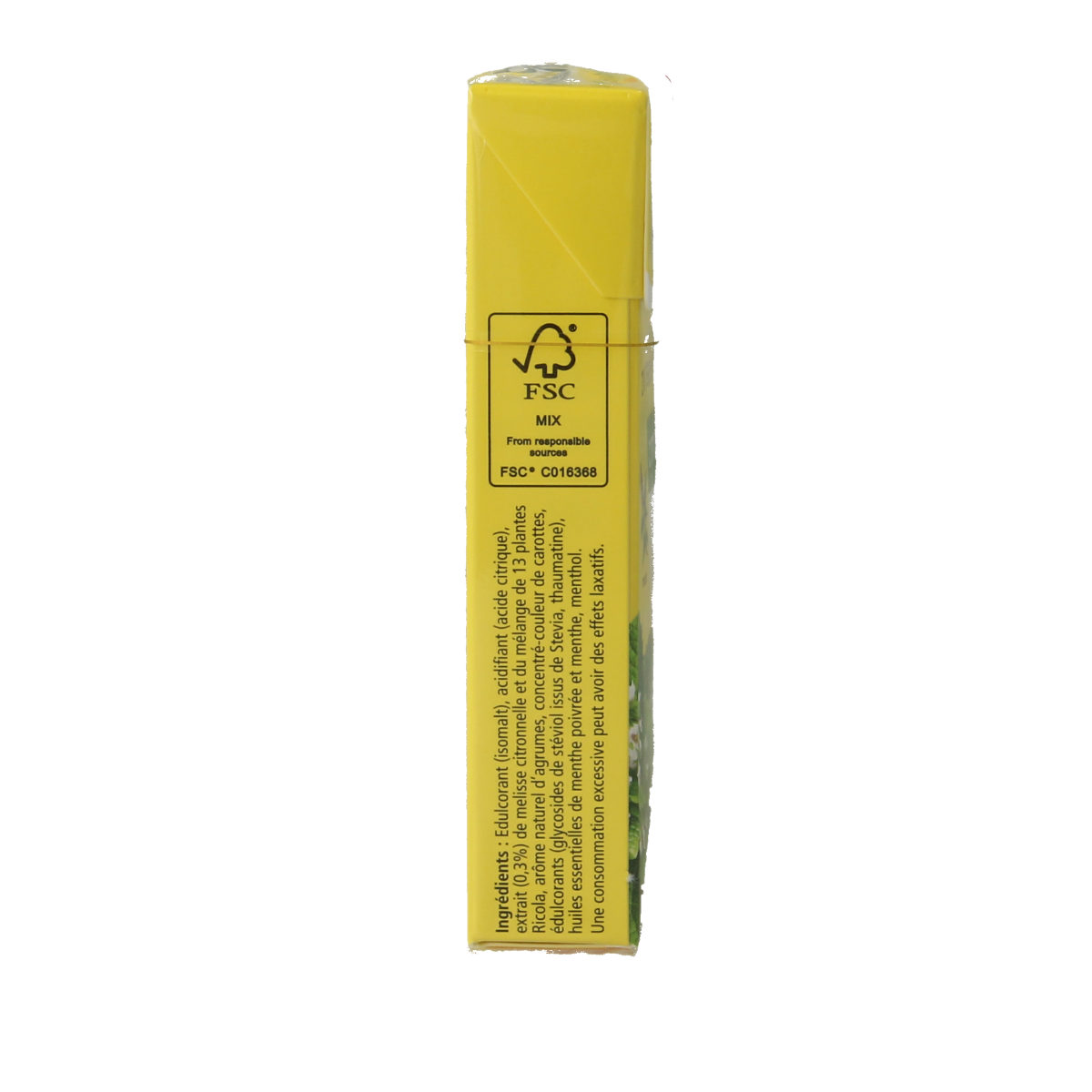 Ricola Citroen munt sugar-free candy box, 50g, showing a colorful package with lemon and mint flavor branding.