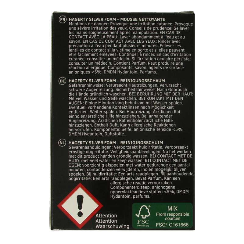Hagerty Silver Foam multimetal cleaner in 185g container, ideal for polishing silver and various metals.