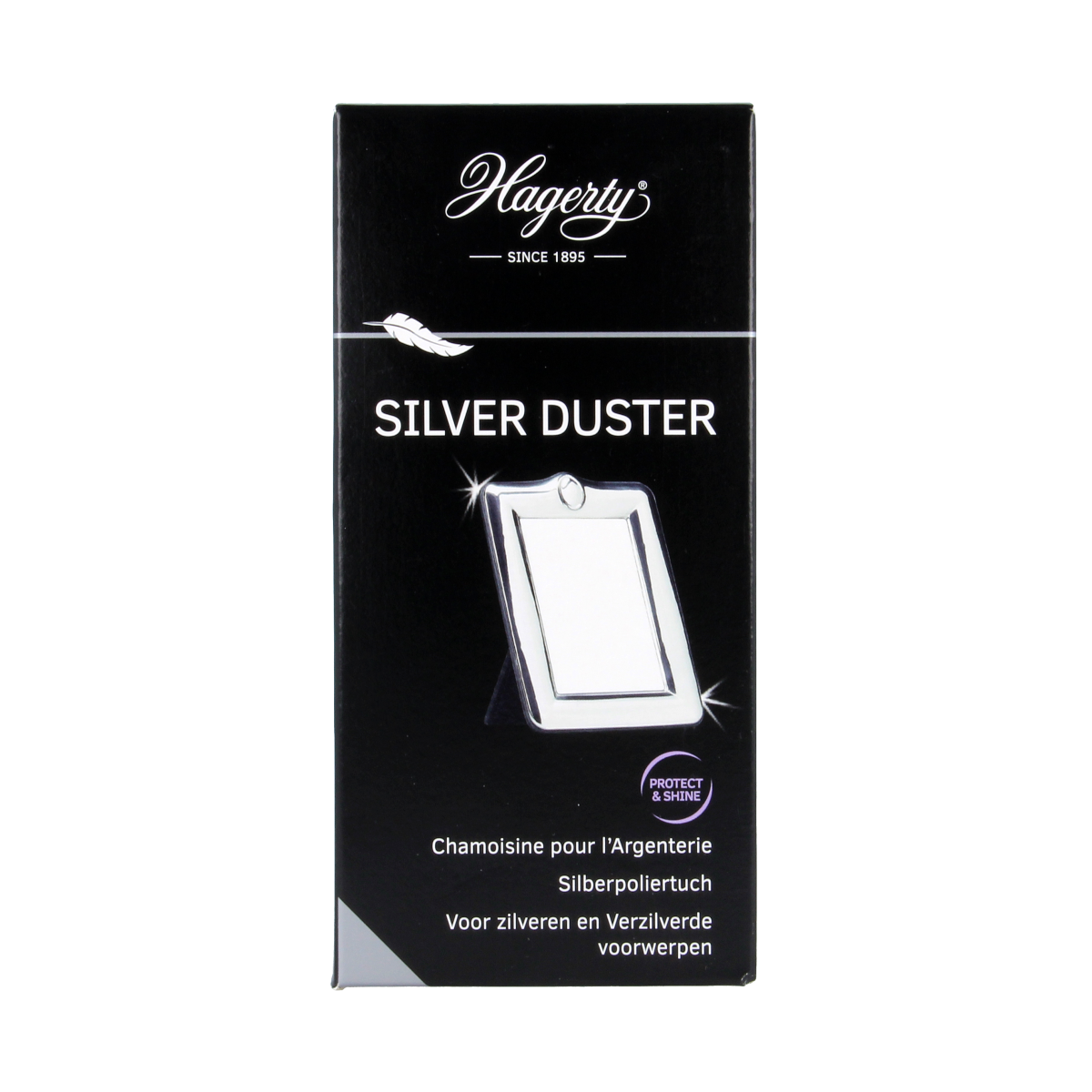 Hagerty Silver duster 1.00 piece, a cleaning tool designed for silver and delicate surfaces, with a soft, fluffy white duster head.