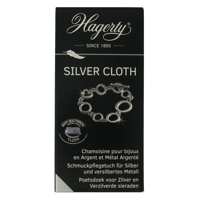 Hagerty Silver cleaning cloth 30x36cm for polishing silver jewelry and accessories, made of soft, durable material.