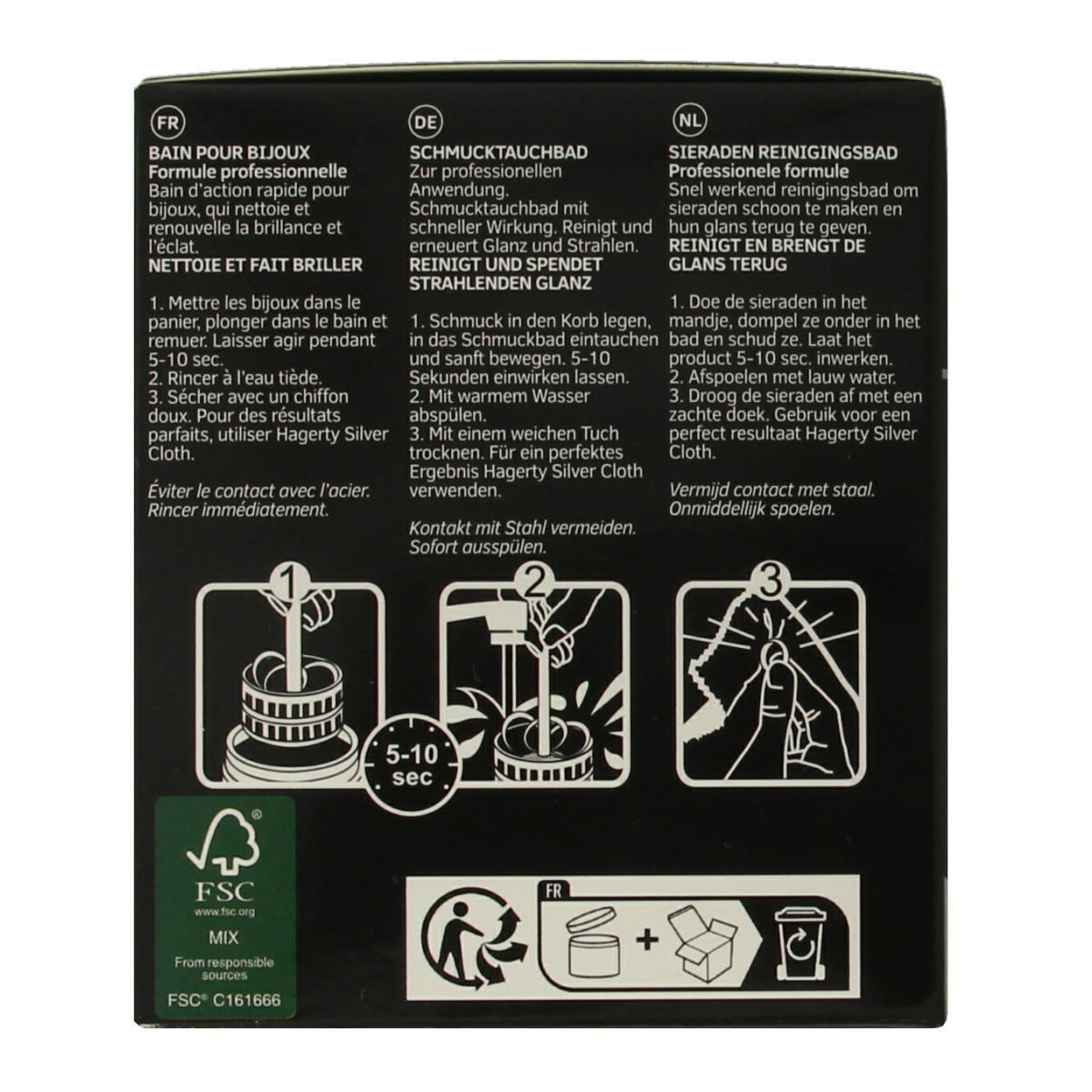 Hagerty Silver Clean Pro 170ml bottle for silver jewelry andware cleaning, with label showing product details.