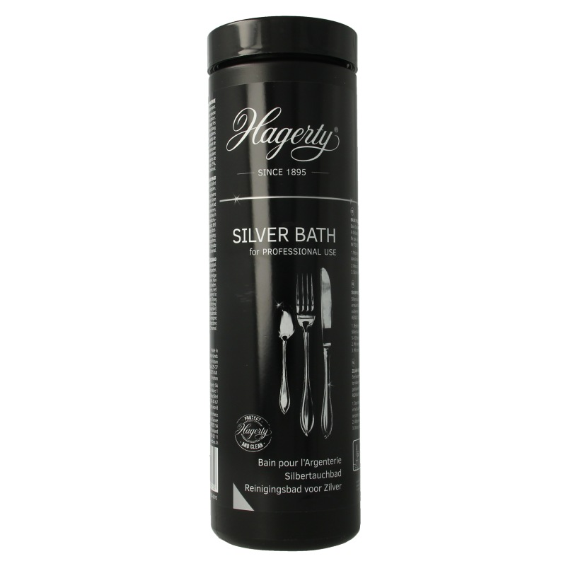 Hagerty Silver Bath Pro cleaning product in a 580ml bottle for silverware polishing and tarnish removal.