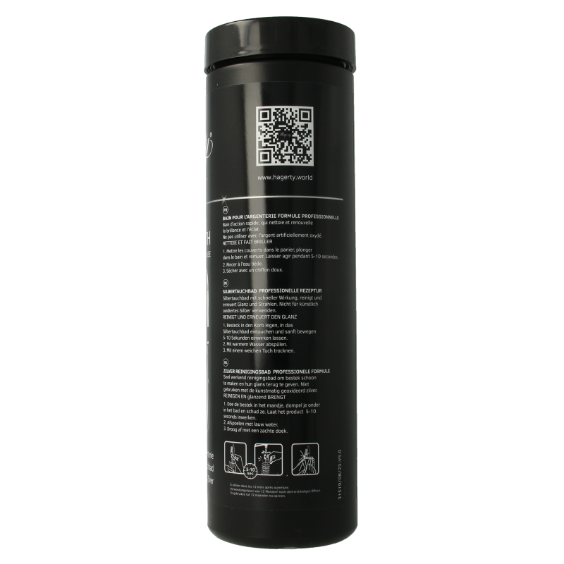 Hagerty Silver Bath Pro cleaner in a 580ml bottle, designed for cleaning and caring for silver jewelry and accessories.