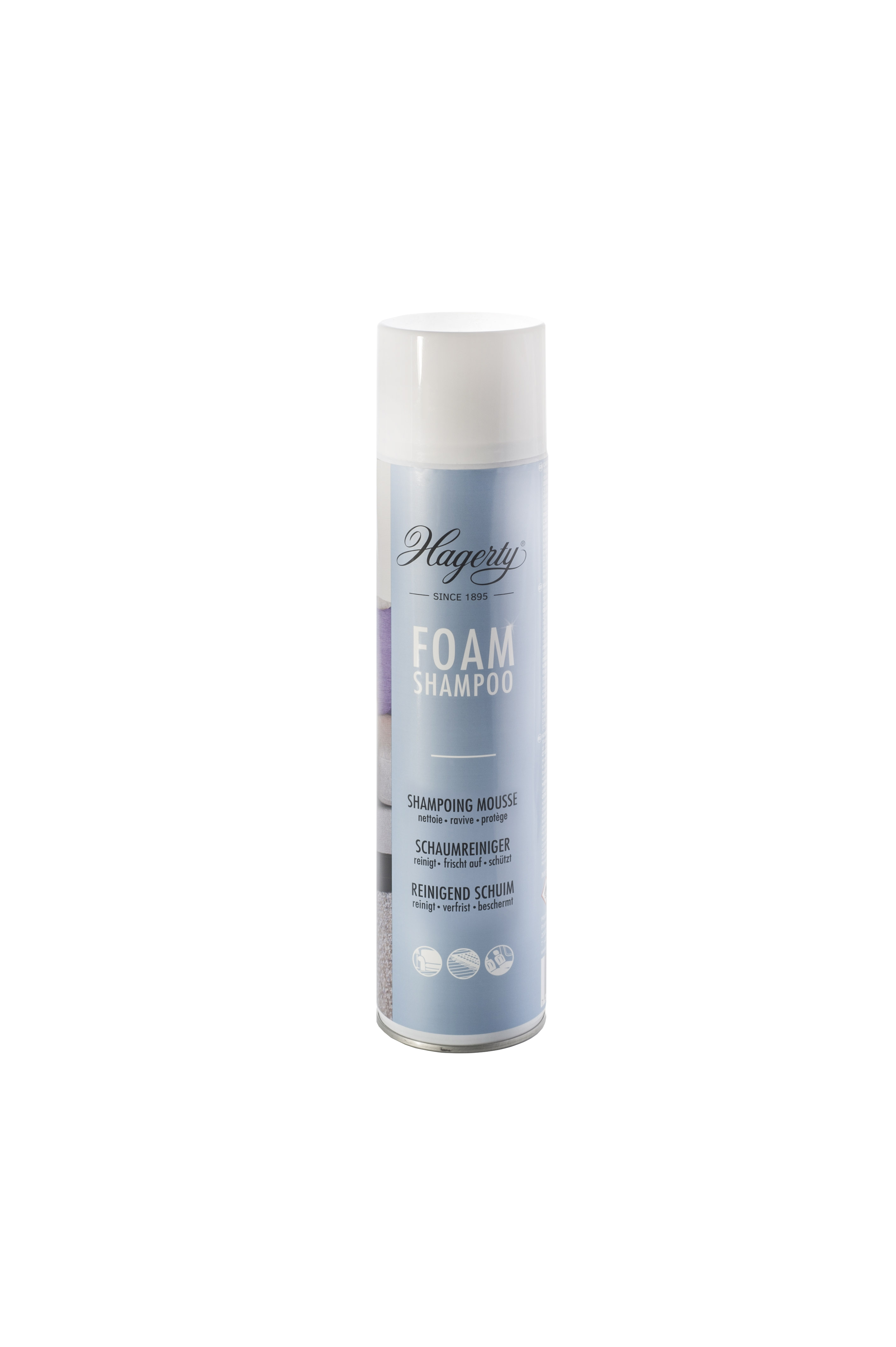 Hagerty Tapijtshampoo schuim in 600ml bottle, cleaning product for carpets and upholstery, brand Hagerty.